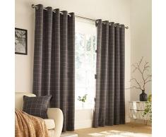 Furn Ellis - Cortinas con Ojales (2 Unidades), diseño de Cuadros, poliéster, Gris, 229 x 229cm (90 x 90 Inches)