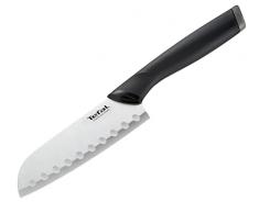 Tefal Santoku Comfort - Cuchillo de 12 cm de acero inoxidable con mango ergonómico, color negro