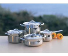 Barazzoni My Lady Batería 7Pz My Lady acero inoxidable 18/10, apta también al Fondo triple Claudio. Inducción Design Bellini, Made in Italy-Olla de 20 cm de diámetro, tres cazos con 2 asas diámetro: 20/24 cm, con Ml de cazo
