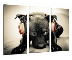 Poster Fotográfico Hipster Animal Perro Con Cascos Rojos, Color Sepia Tamaño total: 97 x 62 cm XXL