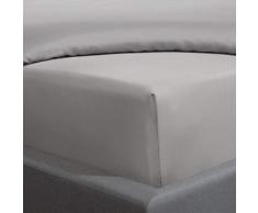 Sleepdown Sábana Bajera Ajustable 100% algodón satén Suave y acogedora 25 cm de Profundidad 300 Hilos Ropa de Cama de Lujo â Plata â Doble