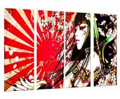 Cuadros Camara Poster Fotográfico Original Chica, Mujer Samurai, Pelo Largo, Flores Tamaño total: 131 x 62 cm XXL, Multicolor