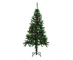 Homcom Árbol de Navidad Pino Abeto Arbol Plastico Verde 150 cm INCLUYE DECORACION y Soporte de Base