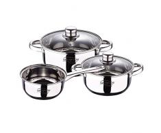 San Ignacio Bateria 5pcs acero inoxidable: cazo Ã16x7,5 Cacerolas de Ã18x8,5 y Ã20x9,5 cms, inducciÃ³n, colecciÃ³n Cassel, 5 piezas