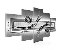 102851c - Cuadro abstracto de pared (200 x 100 cm, lienzo de fieltro, tamaño XXL, 5 piezas, fabricado en Alemania, listo para colgar), color gris