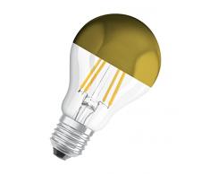 OSRAM LED Lámpara de filamento con casquillo E27, Blanco cálido (2700K), Forma de la bombilla espejo dorado, 4W, Sustituye a una bombilla incandescente de 37W, paquete de 6
