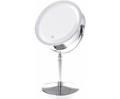 TUKA-i-AKUT Tacto LED Espejos Maquillaje con Luz, 7X Aumentos, 2 Caras CosmÃ©tica Afeitarse Espejos para BaÃ±o de Mesa, BaterÃ­a/Enchufe Operado, Pantalla TÃ¡ctil, Metal Cromado Reales, TKD3144N-7x