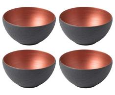 Villeroy & Boch Manufacture Rock Glow - Cuenco (porcelana, 14,1 cm, 4 unidades), color negro