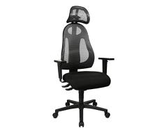 Topstar Free Art inklusiv hÃ¶henverstellbarer Armlehnen und KopfstÃ¼tze Silla giratoria de Oficina, Polipropileno, poliÃ©ster, Negro/Antracita, 61 x 65 x 143 cm