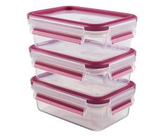 Emsa 515582 - Recipiente plástico, 3 x 0,55 L, Color Transparente y Rosa