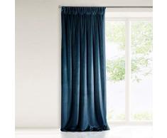 Eurofirany Villa Cortina Opaca Terciopelo con Cinta de Cortina - 1 Unidad, Panel, Suave, ClÃ¡sico, Elegante, SalÃ³n, Dormitorio, Gruesa 290 g/mÂ², 140x270 cm, Azul Oscuro