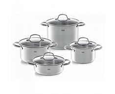 Fissler San Francisco - Juego de 4 ollas de acero inoxidable con tapa de cristal para inducciÃ³n (3 cacerolas, 1 cacerola)