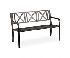 Relaxdays 0 Banco JardÃ­n, 2 Plazas, Terraza, BalcÃ³n, Acero Robusto, Asiento para Exteriores Estable, 80,5 x 127 x 63 cm, Bronce, 1 Pieza