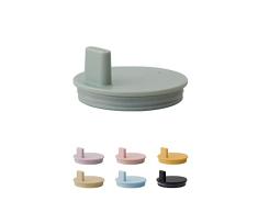 design letters Tapa para bebidas para bebés y niños Vaso personal para beber en tritan (Verde) - Sin BPA, Sin BPS y sin EA, Tapa de color mate con anillo de silicona, Apto para lavavajillas, 14 g