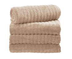 iDesign Ribbed Juego de 4 baÃ±o, algodÃ³n Grandes con diseÃ±o de Rayas, Set Suaves, Ideales como Toallas de Ducha, baÃ±era o Sauna, Beis, 137,2 cm x 68,6 cm x 0,3 cm, 4