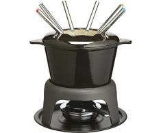 MasterClass Set de Fondue de Hierro Fundido para Chocolate, Queso, Carne, 21 x 18cm, Negro
