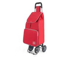 Metaltex Aloe Carro de Compra con 4 Ruedas, Tela, Rojo, 120x60x6 cm