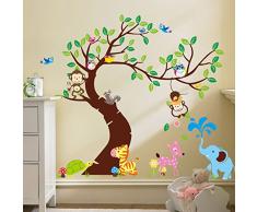 Adhesivo Decorativo Gigante para niÃ±osÂ âÂ Ã¡rbol, Monos y Elefante