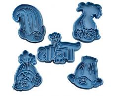 Cuticuter The Trolls Pack Cortador de Galletas, Azul, 16x14x1.5 cm, 5 Unidades