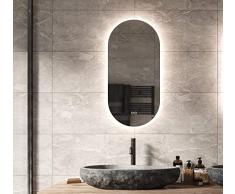 Schaere Espejo de baÃ±o Ovalado con iluminaciÃ³n LED Regulable con Cambio de Color y calefacciÃ³n por Espejo, 40 x 80 cm, Serie 8020