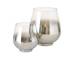 Boltze Grazia 1512000 - Portavelas (18 cm de diÃ¡metro, Color Plateado Transparente, decoraciÃ³n para Navidad/apartamento)