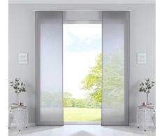 Gardinenbox Niza 2019032-2 - Juego de 2 Cortinas correderas (algodÃ³n, 245 x 60 cm), Color Gris Transparente