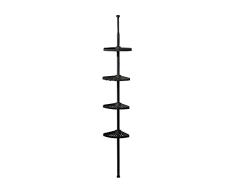 Compactor - Estante de Ducha telescópico, Negro, 20 x 20 x H.165-275 cm, RAN10282
