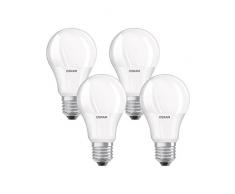 Osram LÃ¡mpara LED clÃ¡sica con base en forma de bombilla, plÃ¡stico, blanco cÃ¡lido, E27, 8.5W, juego de 4