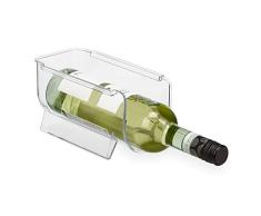 Relaxdays Botellero Nevera Apilable, Organizador frigorÃfico, Estante Botellas, Latas, 10 x 11 x 20,5 cm, Transparente, 1 Pieza
