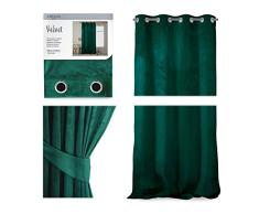 AmeliaHome Cortina de Aspecto Aterciopelado, 140 x 270 cm, Verde Botella, 1 Unidad Cortina de paños con Ojales, Aterciopelada, Cortina Opaca para Ventana, Ligera, Brillante, Decorativa