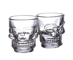 Puckator Lot de 2 Verres à Shot Skulls & Roses-Crâne (60ml) Vasos de Agua y de Whisky, Multicolor, único, 2