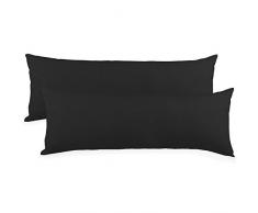Aqua-textil Classic Line - Funda de Almohada para Dormir de Lado, algodÃ³n jersÃ©y, Negro , Doppelpack 40 x 200 cm