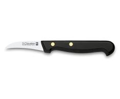 3 Claveles Pom Cuchillo mondador de 6 cm, Acero Inoxidable, Negro