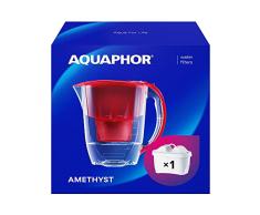 AQUAPHOR Jarra con filtro de agua Amethyst Rojo 1 Maxfor+ cartucho incluido I Filtro de agua plástico de 2,8l I Reduce cal, cloro, metales pesados I Jarra compacta perfecto para nevera