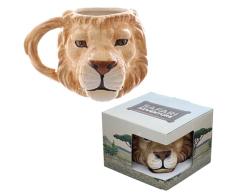 Puckator MUG212 - Taza de cerÃ¡mica, diseÃ±o de cabeza de leÃ³n, color beige y blanco