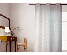 Soleil docre 031696 Cortina estampada plata STRASS blanca con anillas integradas