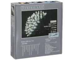 System LED 465-37 Icicle - Cortina de luces LED (200 bombillas, 100 cm), luz blanca