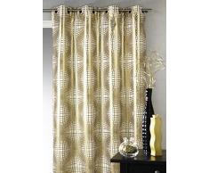 Homemaison Jacquard-tejido cortina con diseño de geométrico, dorado, 138 x 260 cm