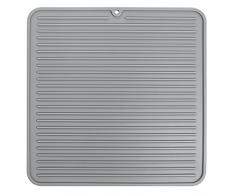 InterDesign Lineo Tapete escurridor, Alfombrilla escurreplatos compacta de Silicona para secar Cubiertos y vajilla, Gris