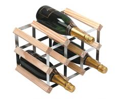 Wine Racks WNRK0014 â Botellero para Vino Accesorio de 3 x 2 Pino Natural Acero galvanizado montado â WNRK0013