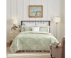 Laura Ashley | Juego de Colcha: Ropa de Cama Ultra Suave para Todas Las Estaciones, Colcha Reversible y Elegante con Fundas a Juego, algodÃ³n, Sereno, King