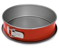 Guardini Rossana 2.0, Molde Desmontable 1 Fondo 26cm, Acero Con Recubrimiento Antiadherente, Base Antigoteo, Color Rojo/Gris