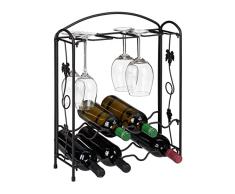 Relaxdays Botellero Soporte Copas, EstanterÃa 8 Botellas Vino, 50,5 x 40,5 x 15,5 cm, Bar y Vinoteca, Negro