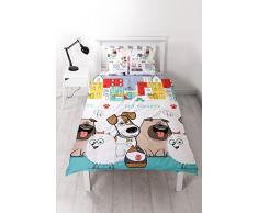 Universal vida secreta de los animales de las mascotas de repetición diseño de impresión juego de edredón, multicolor, cama individual