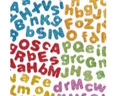 Baker Ross Pegatinas Autoadhesivas de Letras del Alfabeto de Espuma con Purpurina (Paquete de 850) Para decorar tarjetas, collages y manualidades infantiles