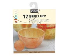 PEBEO Pbo-Deco - Libreta de 12 Hojas (Cobre, 4,5 x 4,5 x 7 cm), diseño de Hojas Doradas