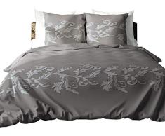 Heckett & Lane Ropa de Cama Reversible Juliane de satÃ©n, Gris, tamaÃ±o 155 x 220 cm (80 x 80 cm)