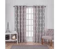 Exclusiva casa Cortinas Montrose tremel geométrico Textura de Lino de Jacquard y Ojal en la Parte Superior Cortina de Ventana Panel, Gris, 54 x 96 cm