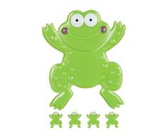 Relaxdays Pegatinas Bañera Antideslizantes, Set de 5 Ranas, Ventosas Suelo Ducha, Adhesivos para Niños, PVC, Verde, 10029456