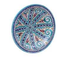 Biscottini Plato decorativo 40,5 x 40,5 x 11,5 cm | Plato de cerámica artesanal marroquà | Decoraciones de cocina | Platos decorativos pintados a mano
